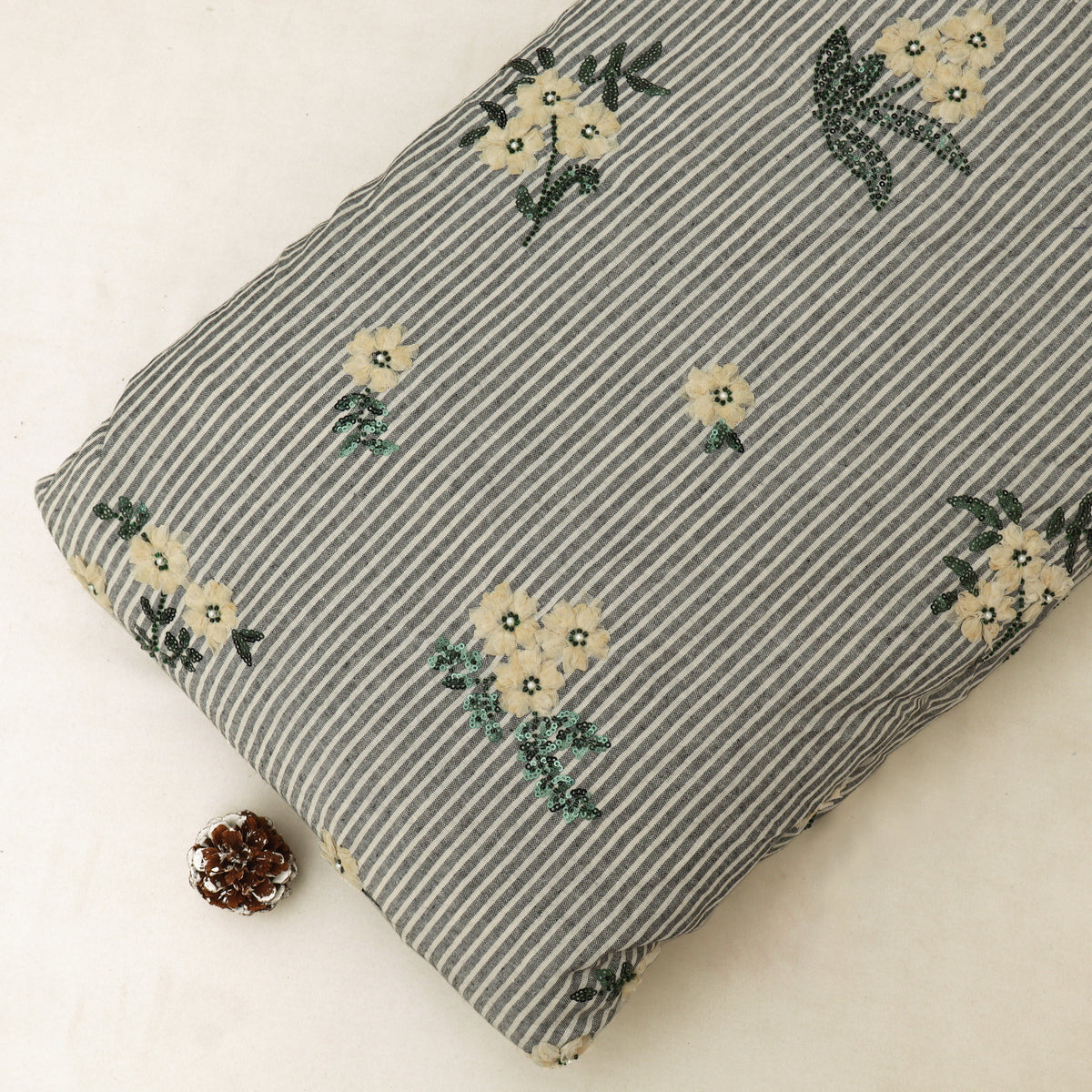 Cotton Stripe Linen Embroidery Fabric