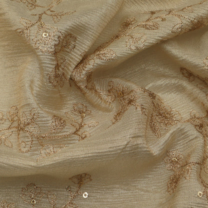 Beige Color Tissue Embroidery Fabric