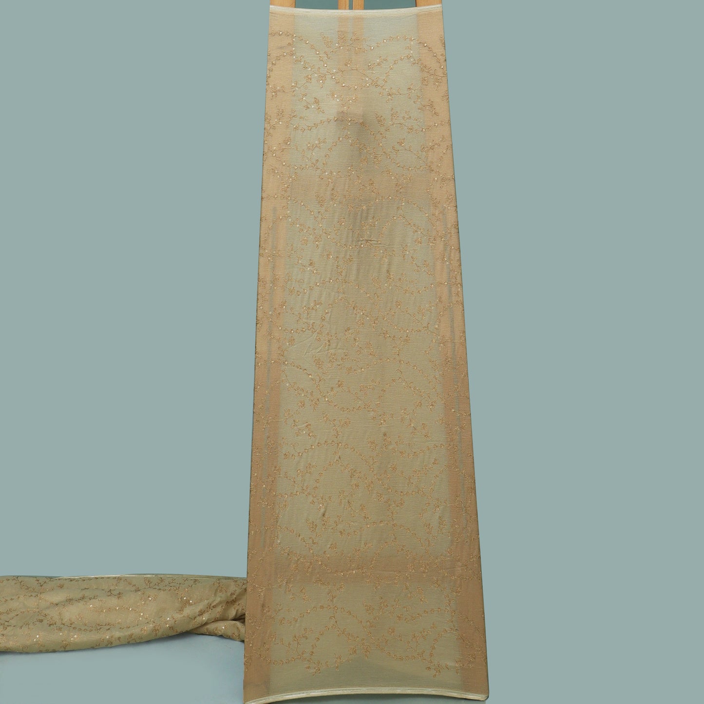 Beige Color Tissue Embroidery Fabric