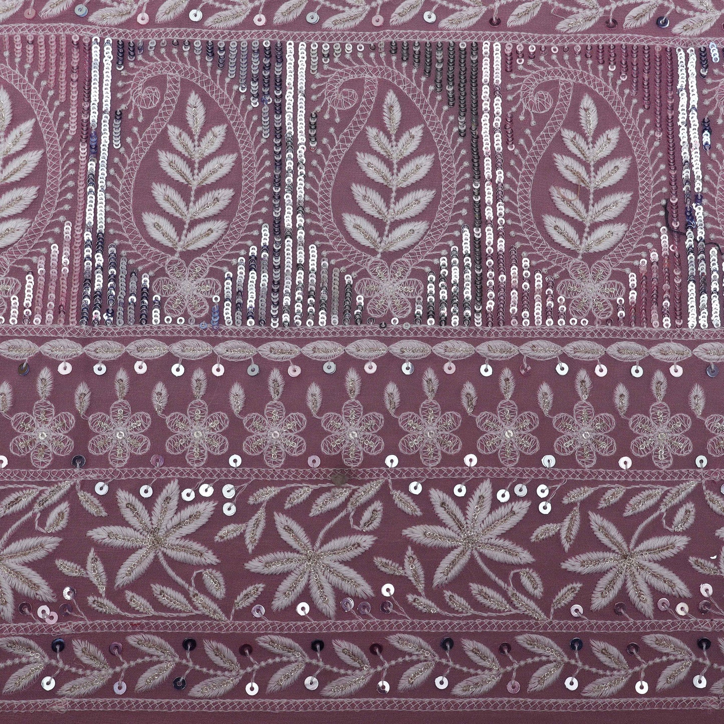 Pink Color Georgette Embroidery Fabric