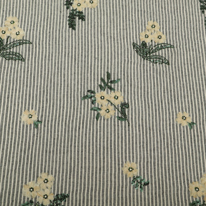 Cotton Stripe Linen Embroidery Fabric