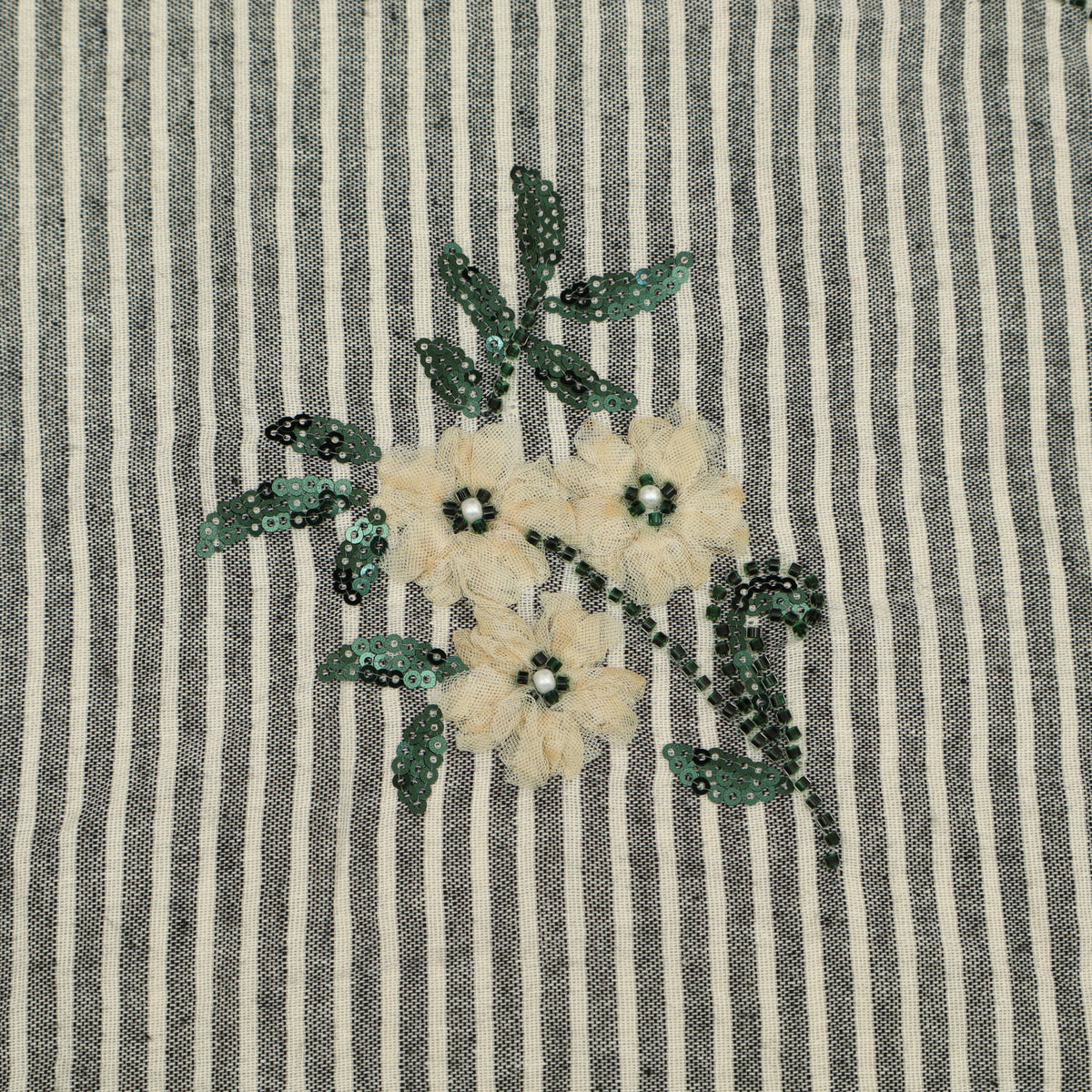 Cotton Stripe Linen Embroidery Fabric