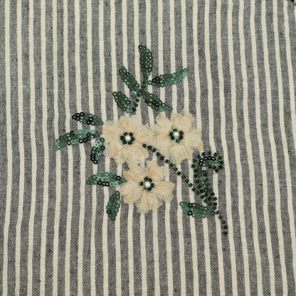 Cotton Stripe Linen Embroidery Fabric