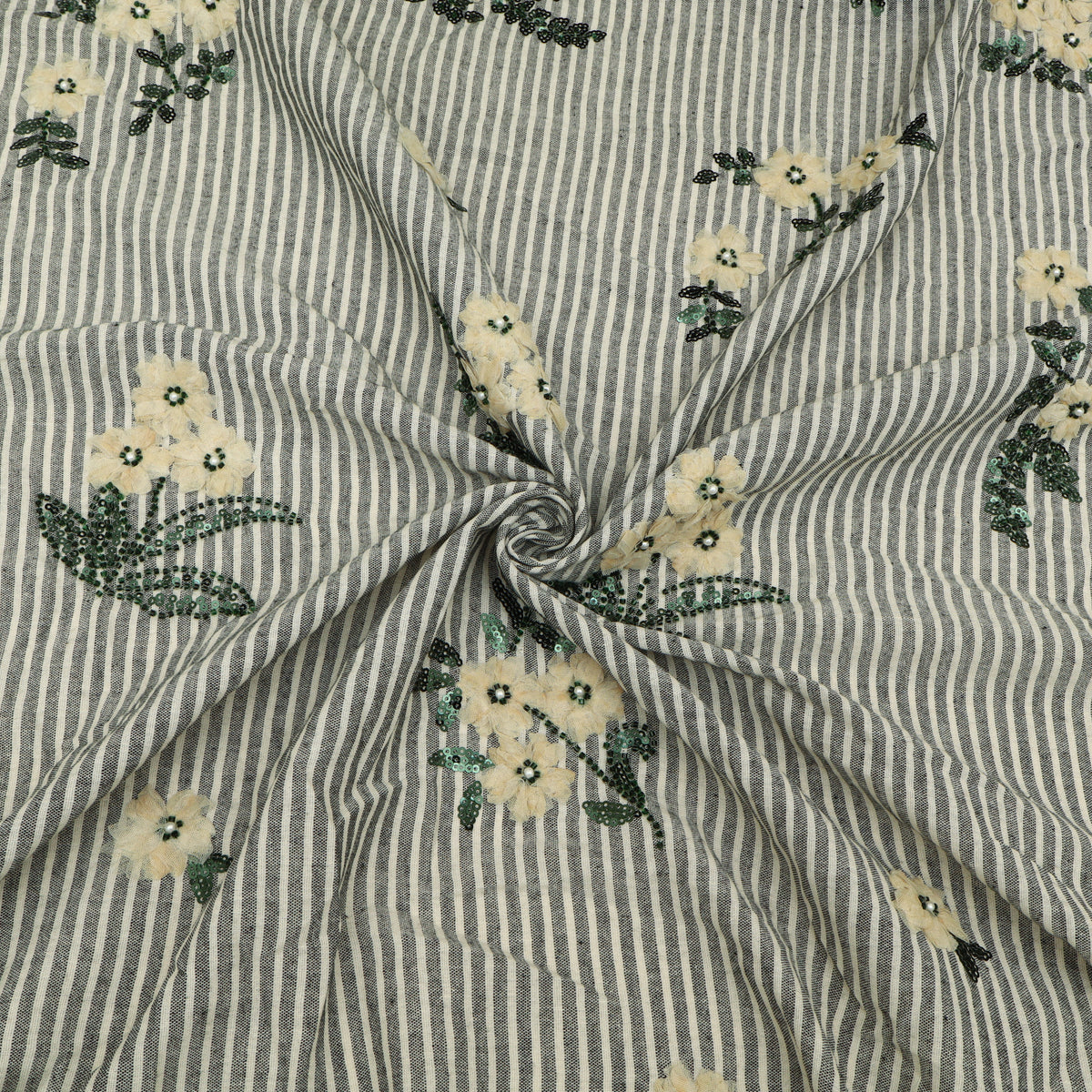 Cotton Stripe Linen Embroidery Fabric