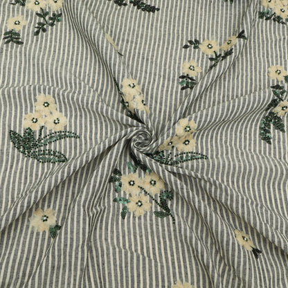 Cotton Stripe Linen Embroidery Fabric