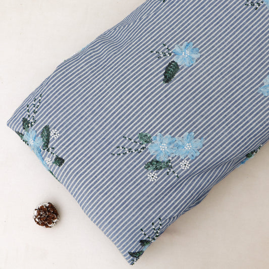 Cotton Stripe Linen Embroidery Fabric