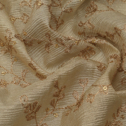 Beige Color Tissue Embroidery Fabric