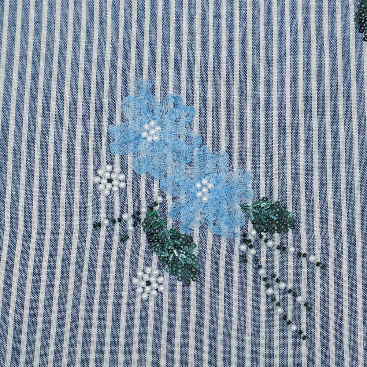 Cotton Stripe Linen Embroidery Fabric