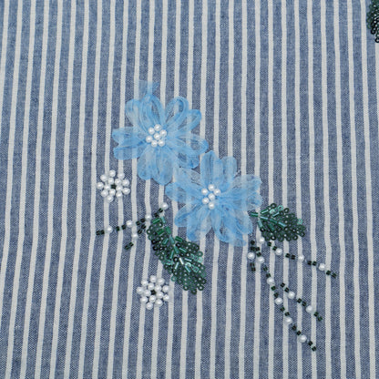 Cotton Stripe Linen Embroidery Fabric