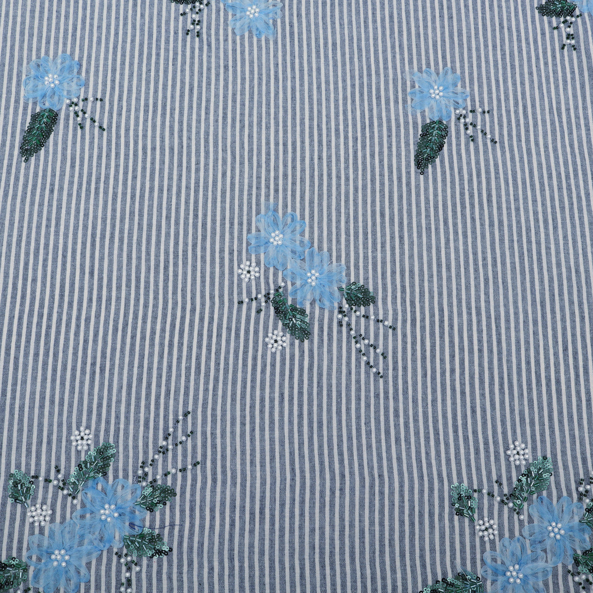 Cotton Stripe Linen Embroidery Fabric