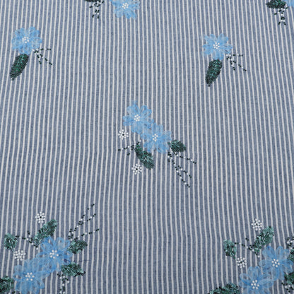 Cotton Stripe Linen Embroidery Fabric