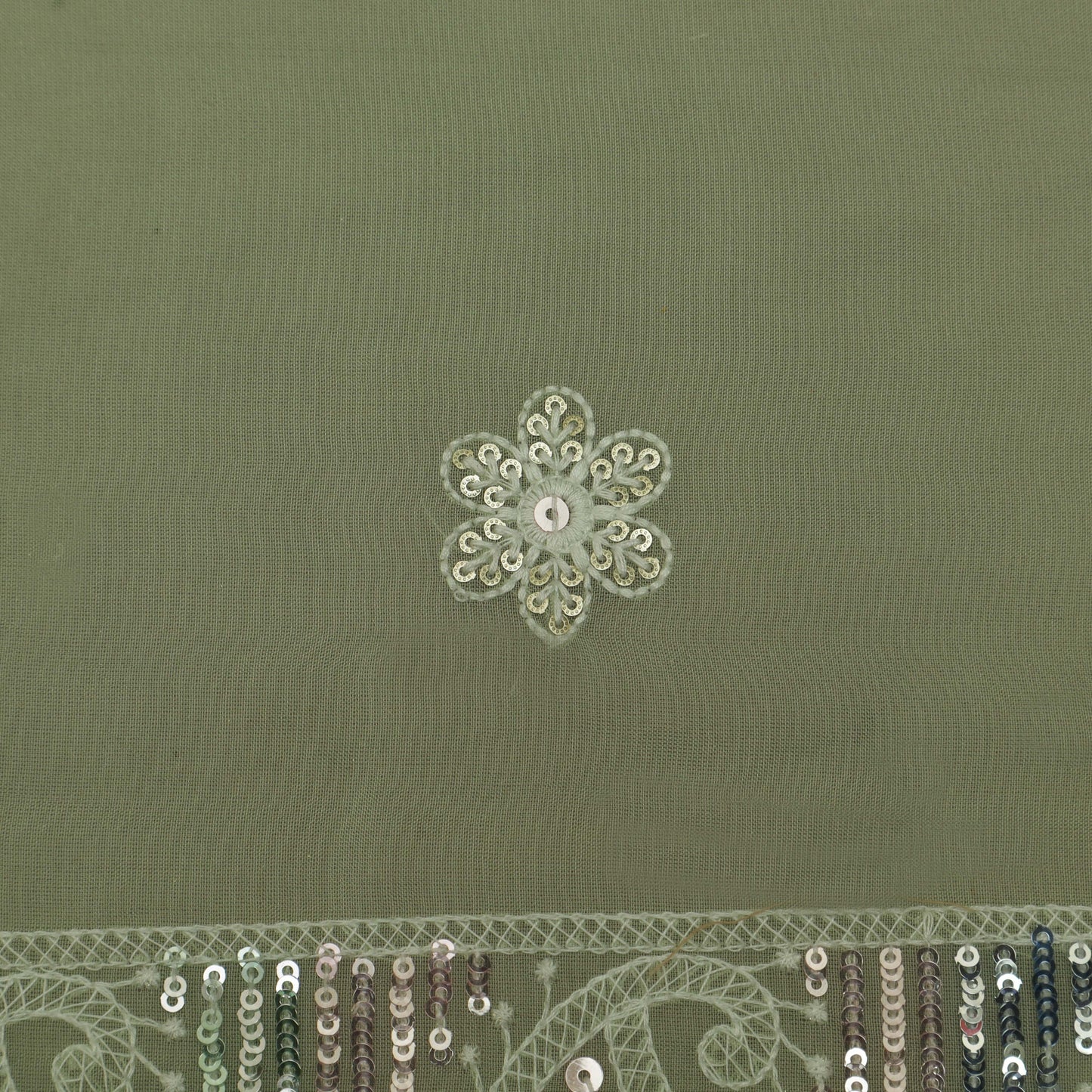 Pista Green Color Organza Embroidery Fabric