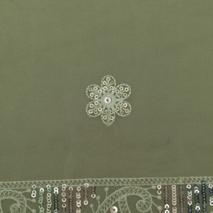 Pista Green Color Organza Embroidery Fabric