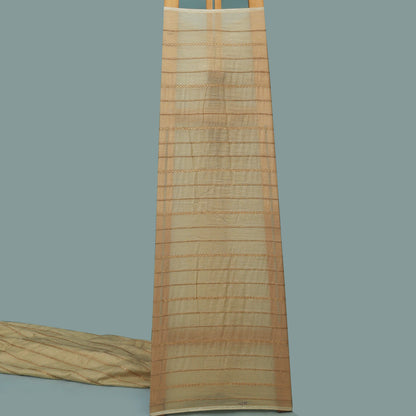 Beige Color Tissue Stripe Embroidery Fabric