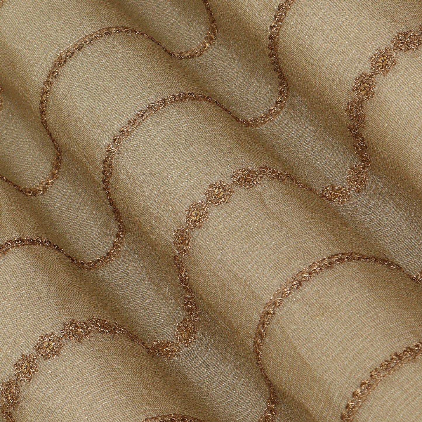 Beige Color Tissue Stripe Embroidery Fabric