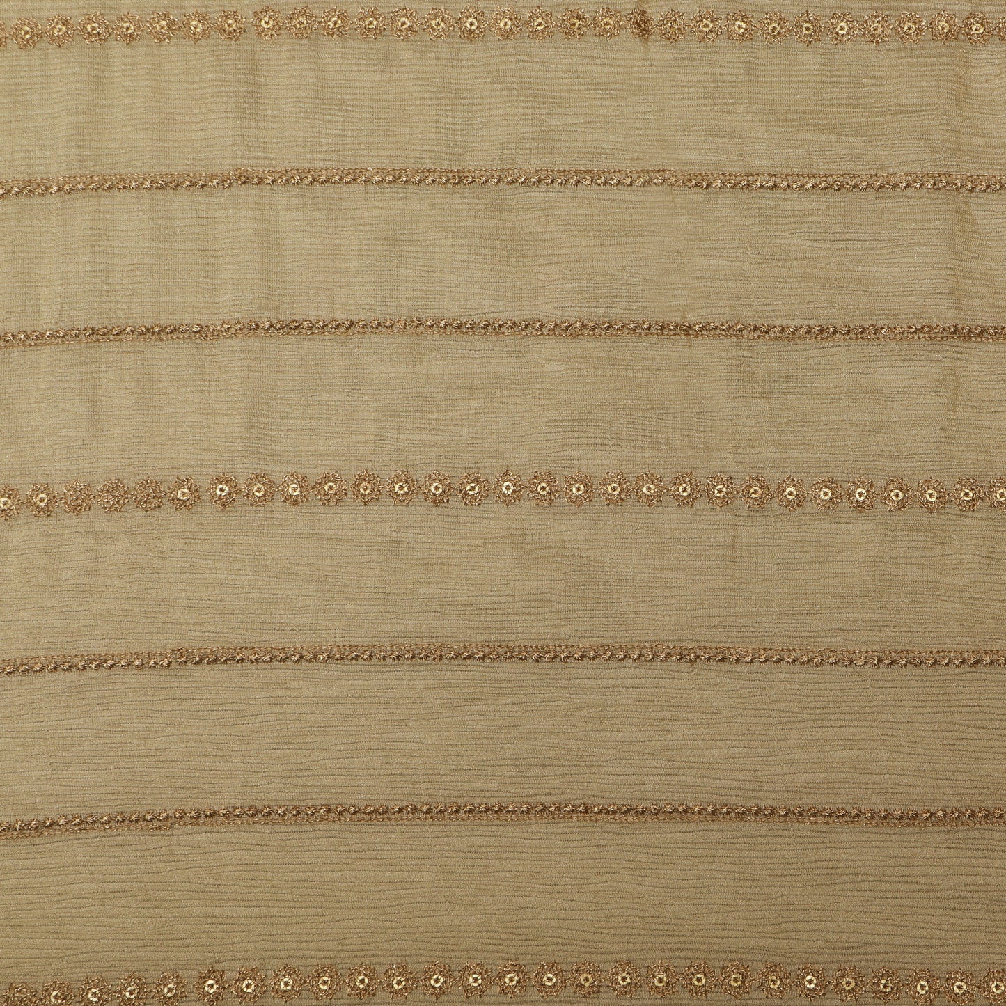 Beige Color Tissue Stripe Embroidery Fabric