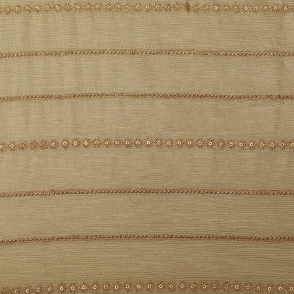 Beige Color Tissue Stripe Embroidery Fabric