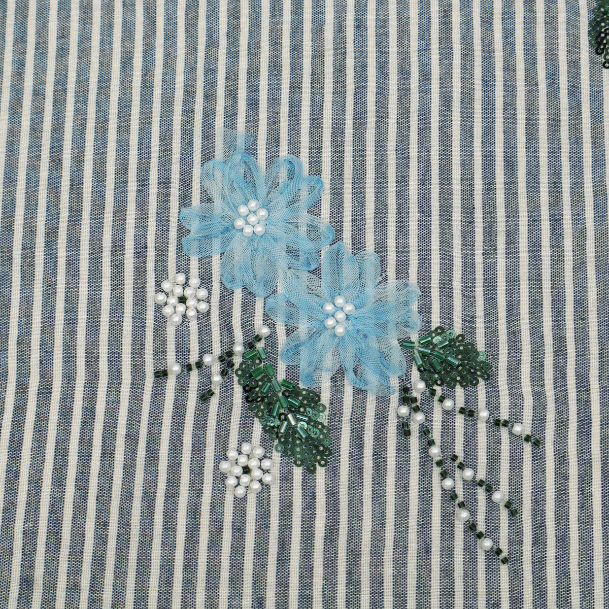 Cotton Stripe Linen Embroidery Fabric