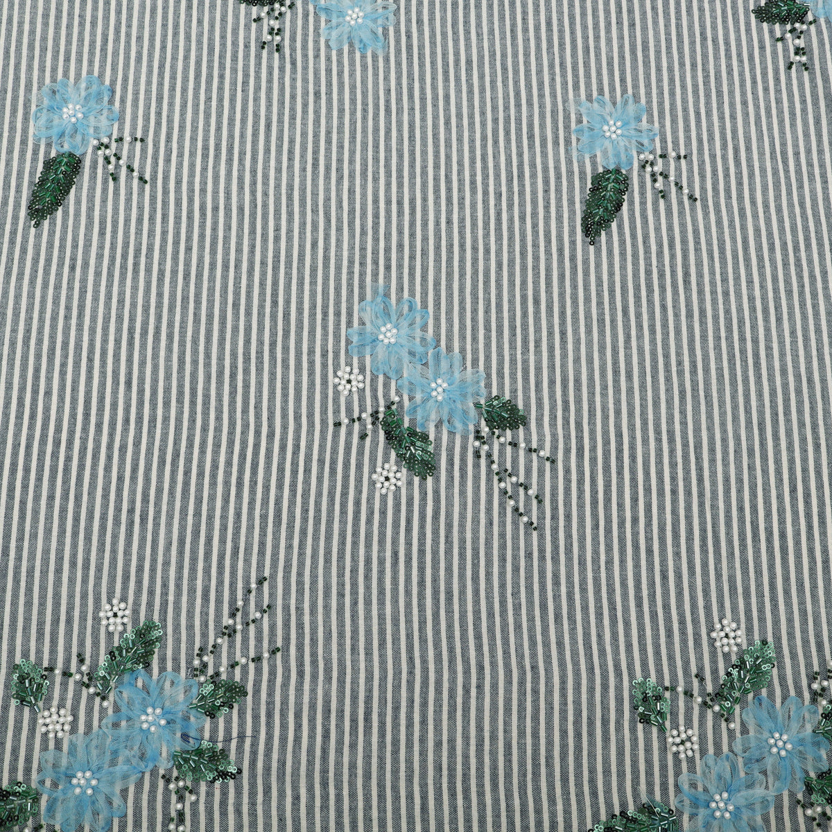Cotton Stripe Linen Embroidery Fabric