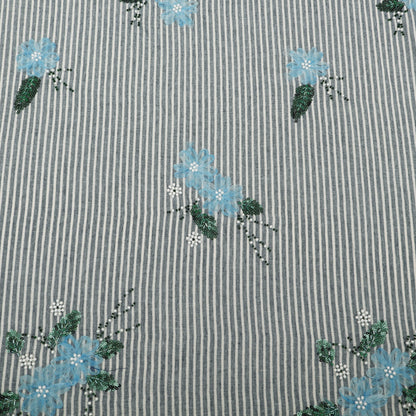 Cotton Stripe Linen Embroidery Fabric