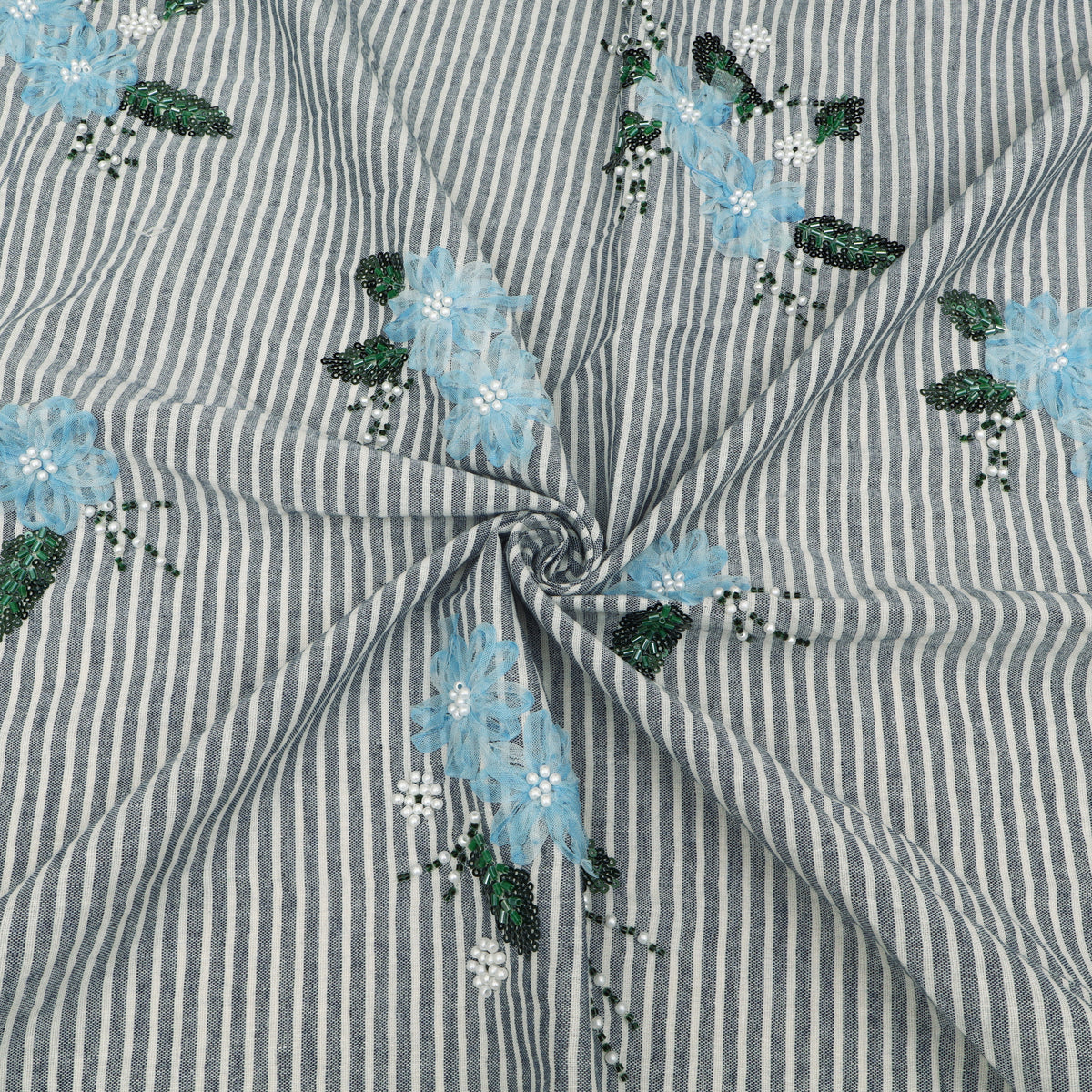 Cotton Stripe Linen Embroidery Fabric