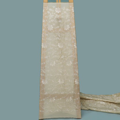 Beige Color Tissue Embroidery Fabric