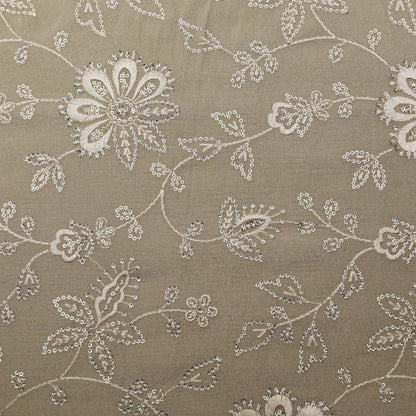 Beige Color Tissue Embroidery Fabric