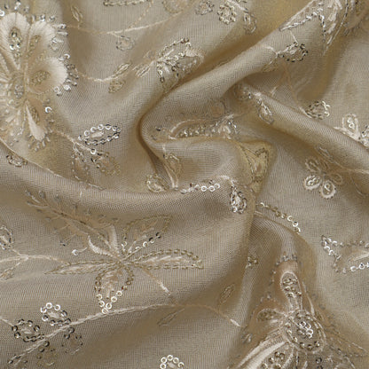 Beige Color Tissue Embroidery Fabric