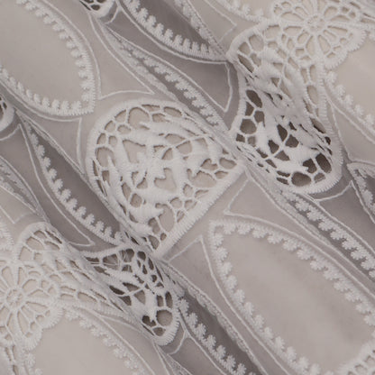 White Color Organza Embroidery Fabric