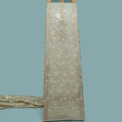 Beige Color Tissue Embroidery Fabric