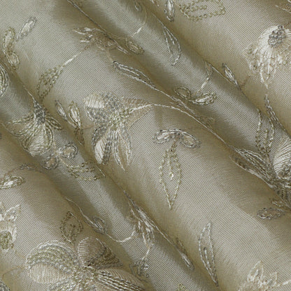 Beige Color Tissue Embroidery Fabric