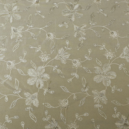 Beige Color Tissue Embroidery Fabric