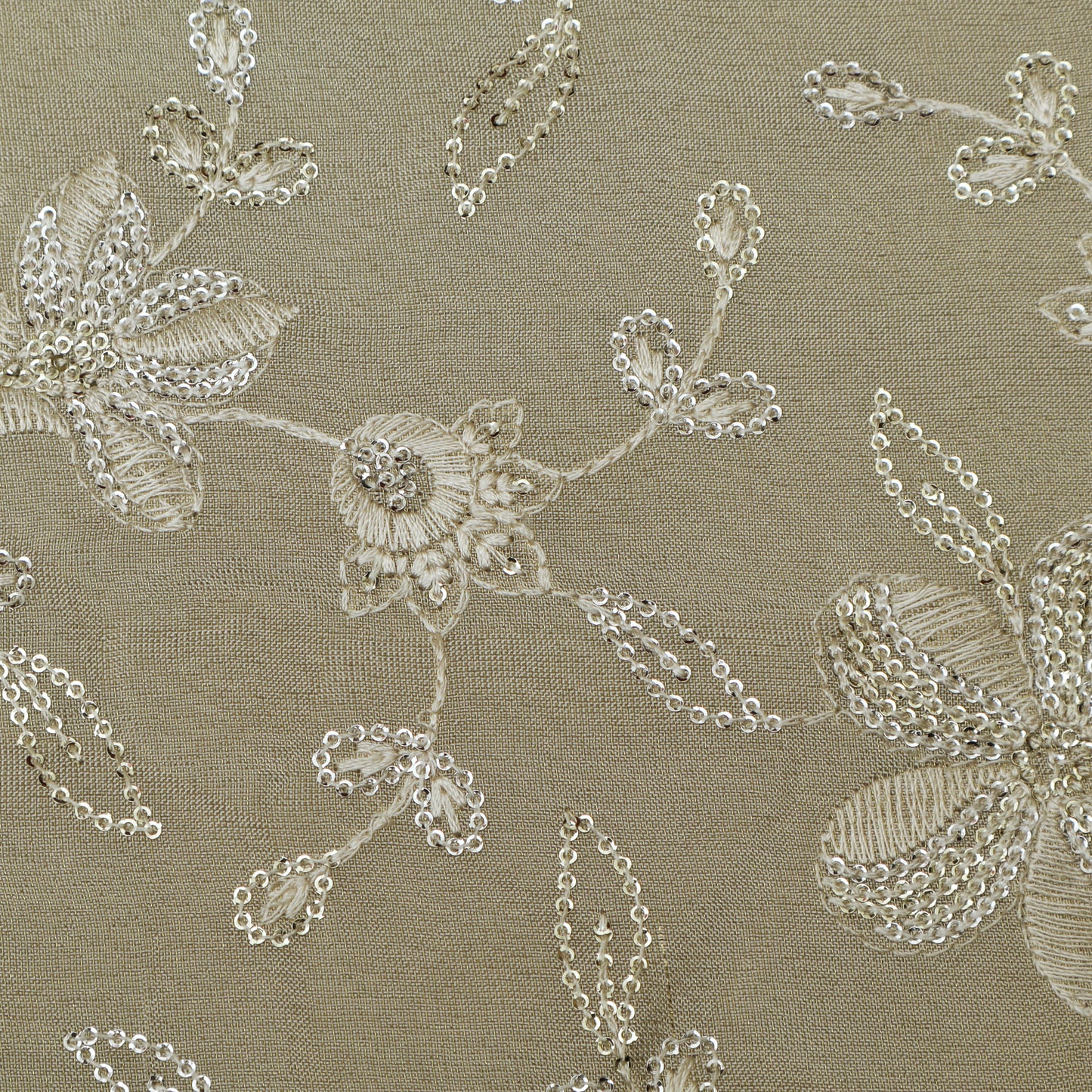 Beige Color Tissue Embroidery Fabric