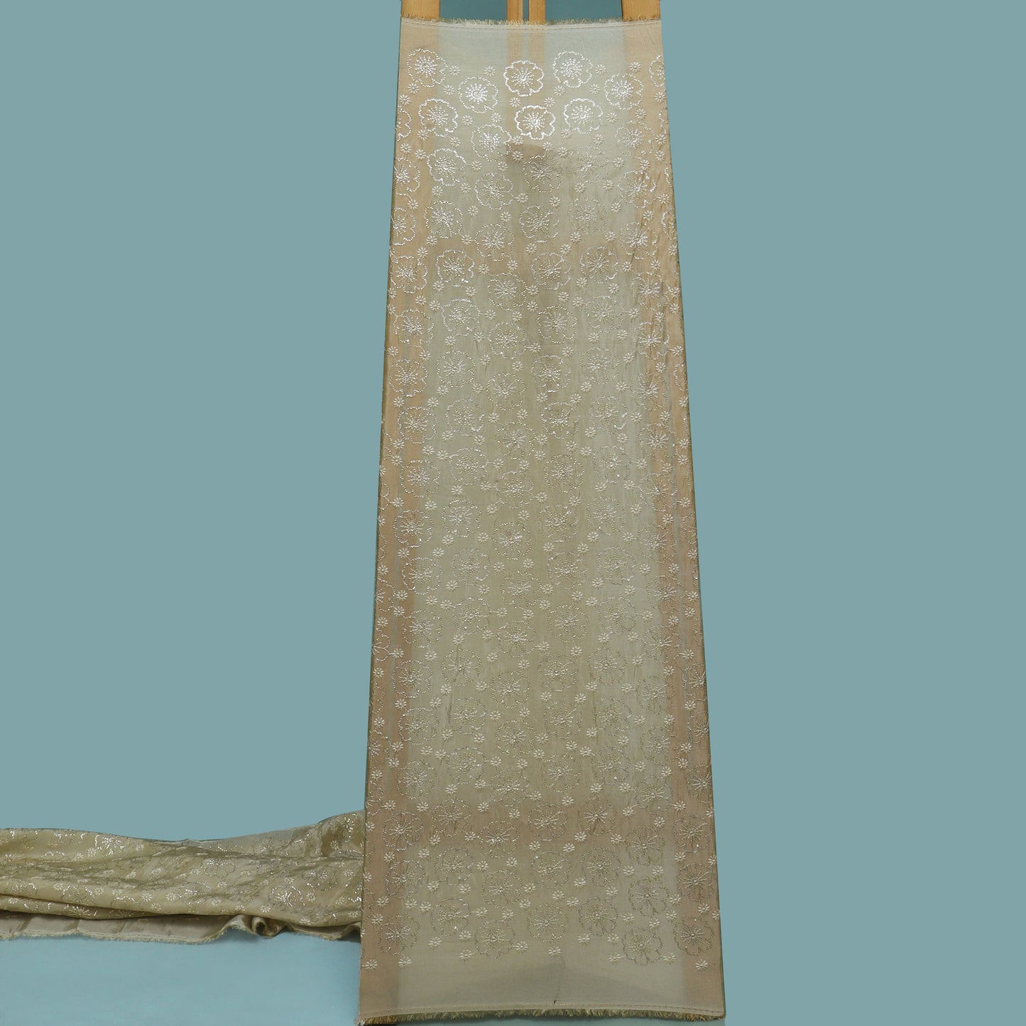 Beige Color Tissue Embroidery Fabric