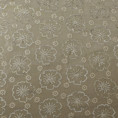 Beige Color Tissue Embroidery Fabric