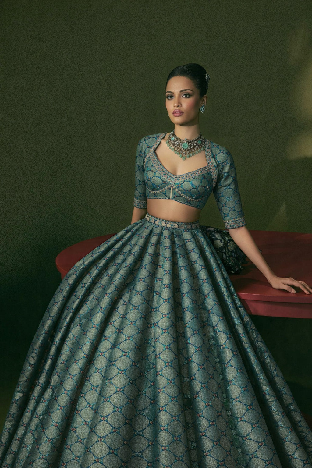 Pure Katan Meena Brocade Fabric