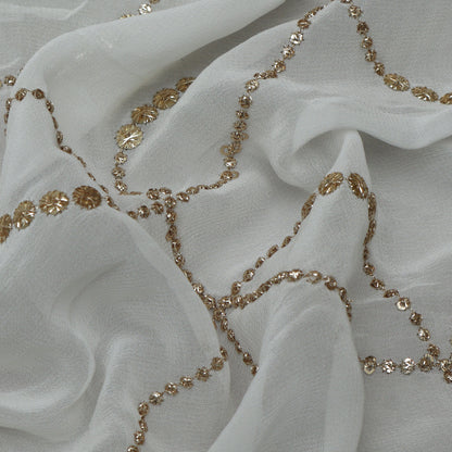 White Color Georgette Embroidery Fabric