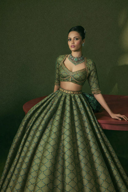 Pure Katan Meena Brocade Fabric