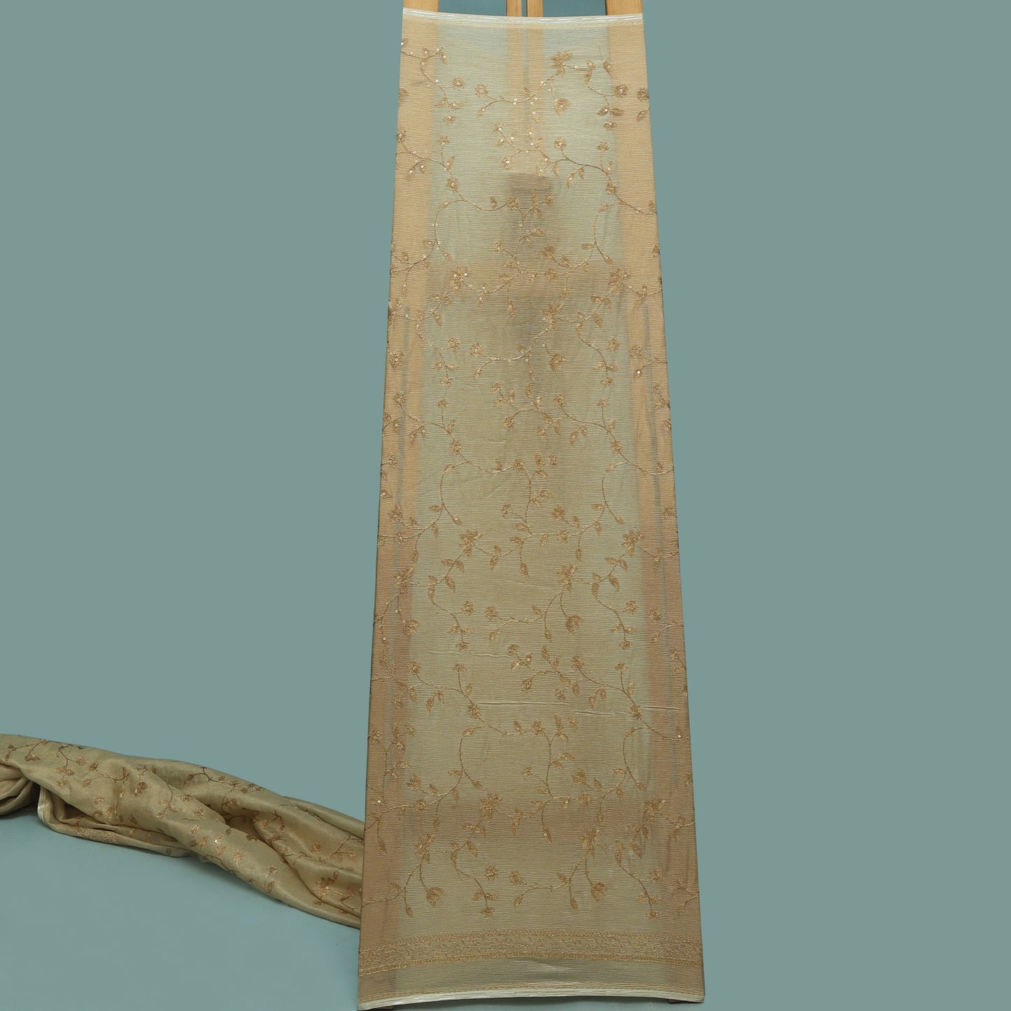 Beige Color Tissue Embroidery Fabric