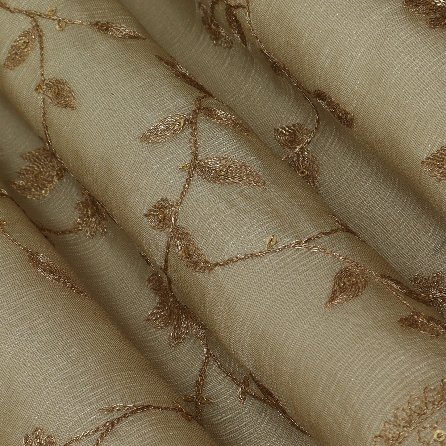 Beige Color Tissue Embroidery Fabric