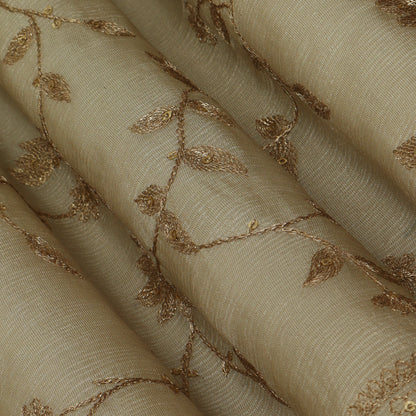 Beige Color Tissue Embroidery Fabric