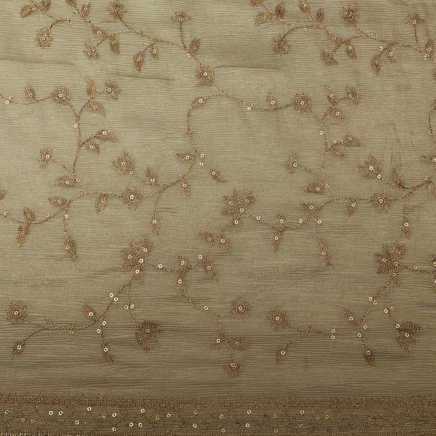 Beige Color Tissue Embroidery Fabric
