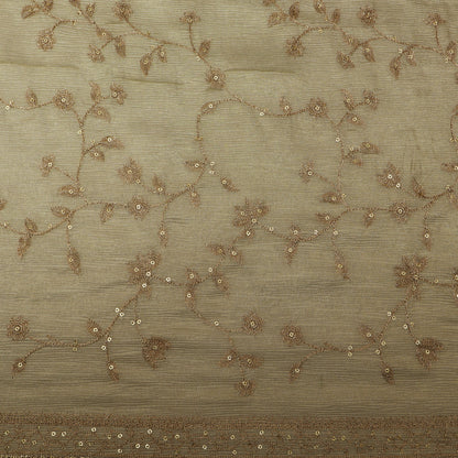 Beige Color Tissue Embroidery Fabric