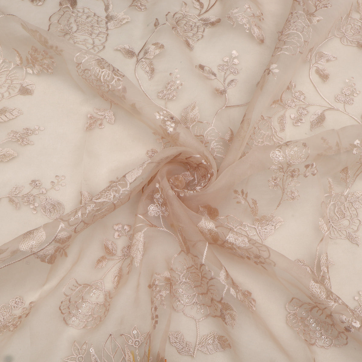 Pure Organza Cut Work Embroidery Fabric