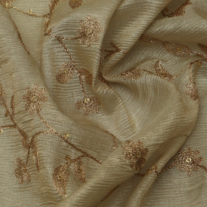 Beige Color Tissue Embroidery Fabric