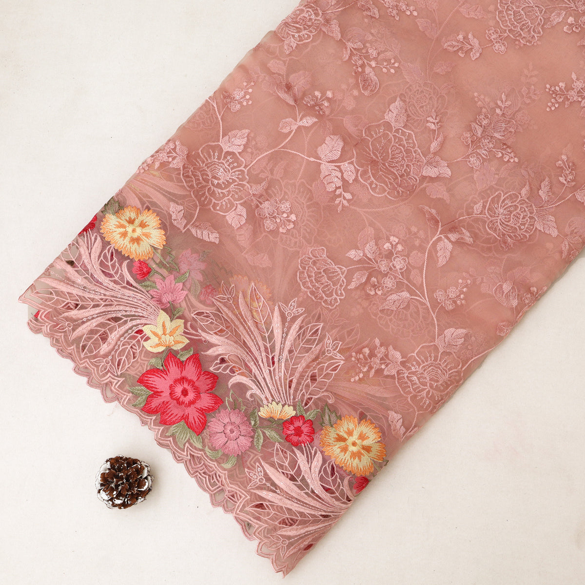 Pure Organza Cut Work Embroidery Fabric