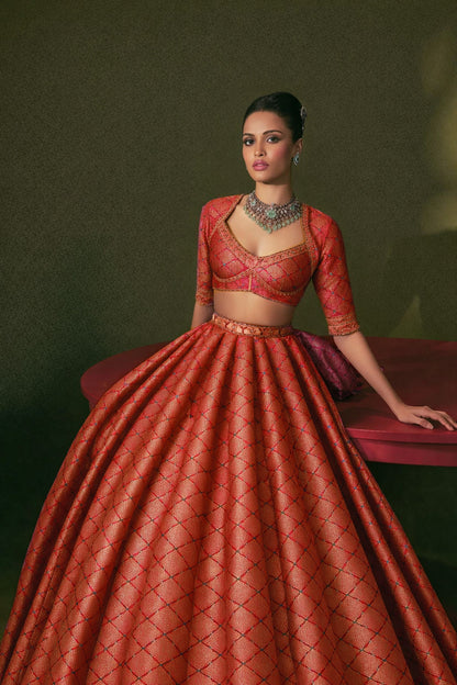 Pure Katan Meena Brocade Fabric