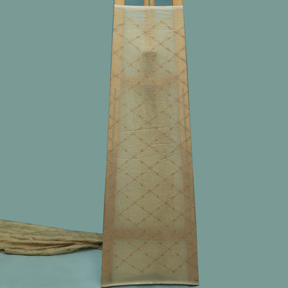 Beige Color Tissue Embroidery Fabric