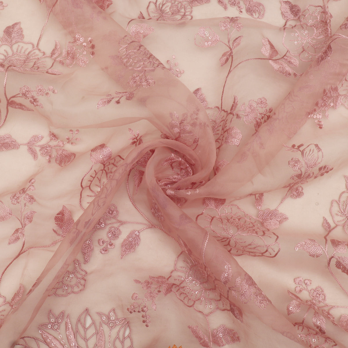 Pure Organza Cut Work Embroidery Fabric