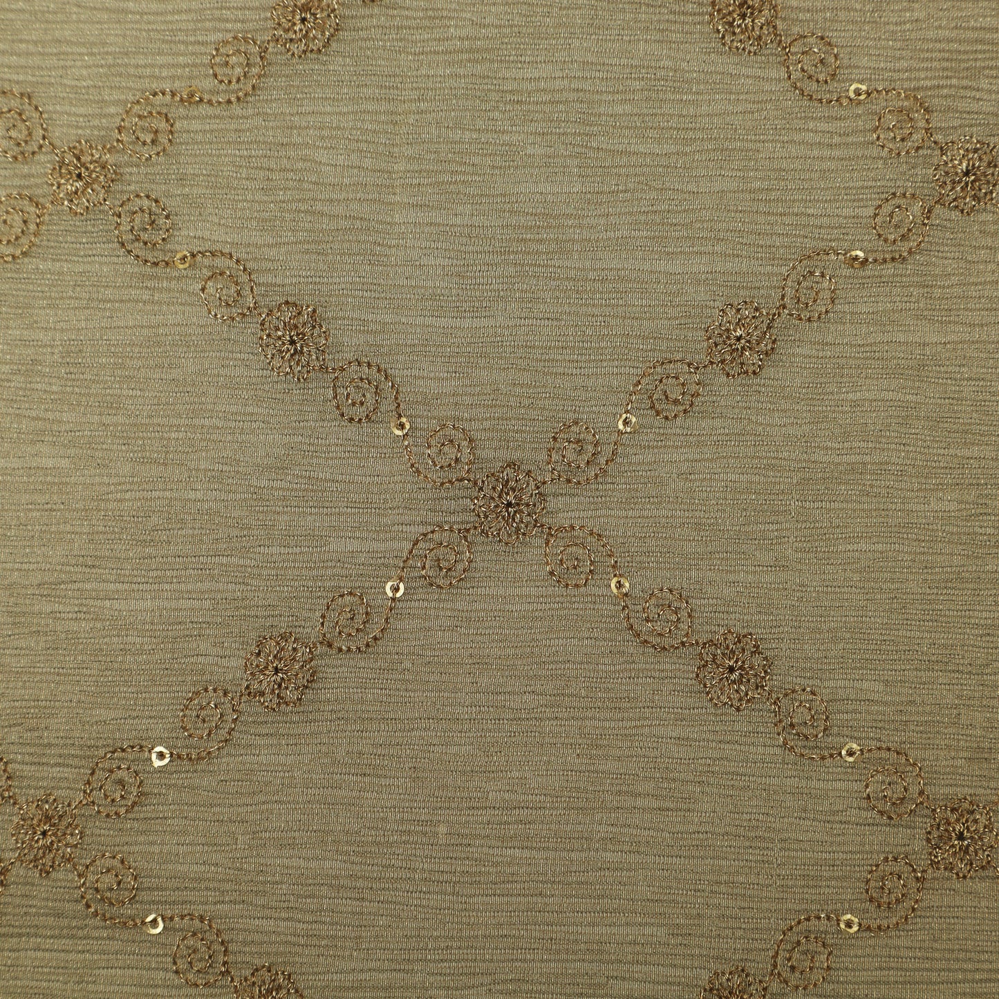 Beige Color Tissue Embroidery Fabric